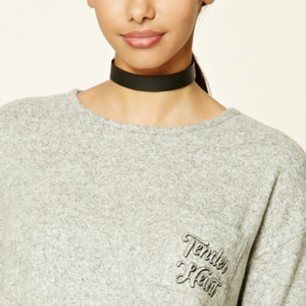 Light Gray Soft Long Sleeved Graphic Top F21 Small